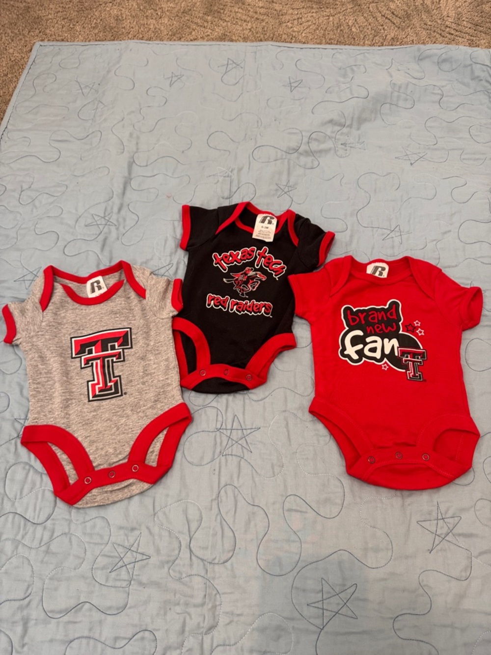 Russell Athletic Texas Tech Red, Black & Gray Baby One-Piece Bodysuits - 3 Pack